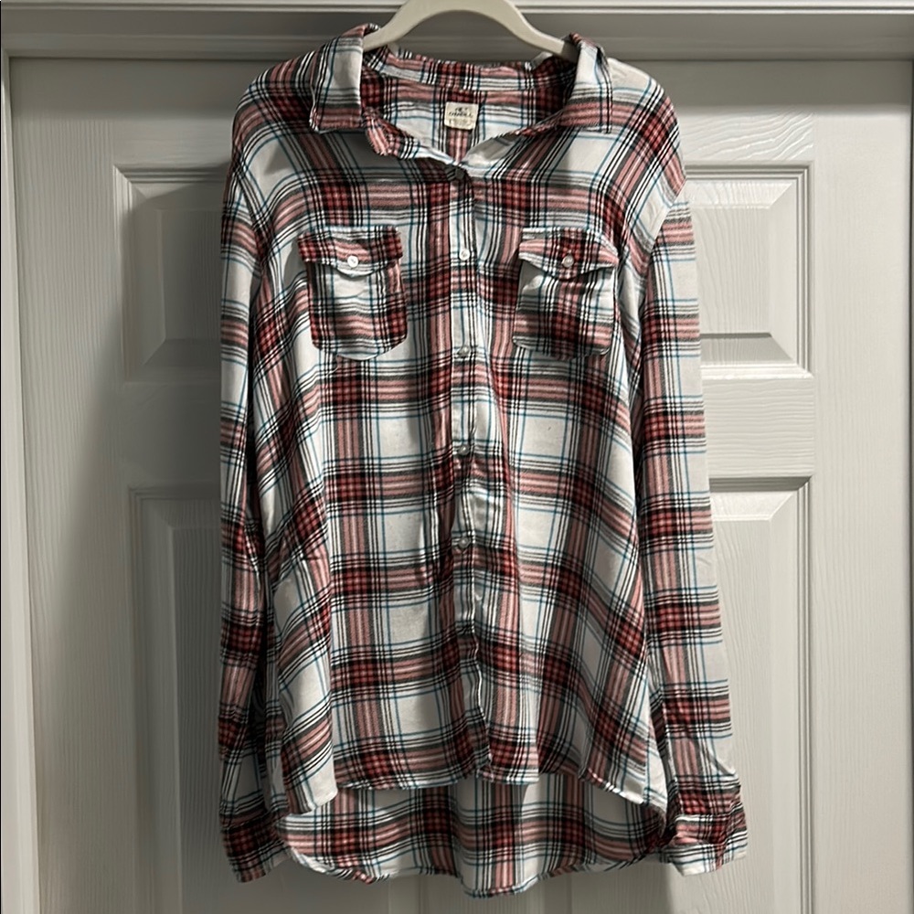 O'Neill Red and Blue Plaid Button Down Shirt